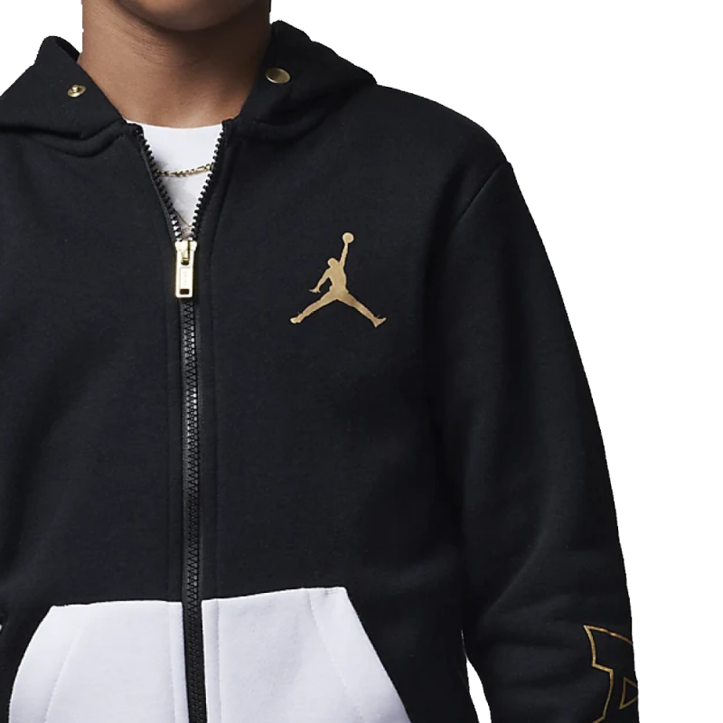 Jordan Felpa Swetshirt Full Zip Hoodie Black And Gold Jr
