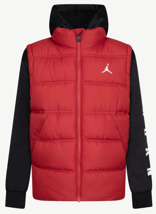 Piumino Jordan bambino con felpa rosso