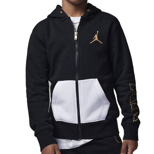 Jordan Felpa Swetshirt Full Zip Hoodie Black And Gold Jr